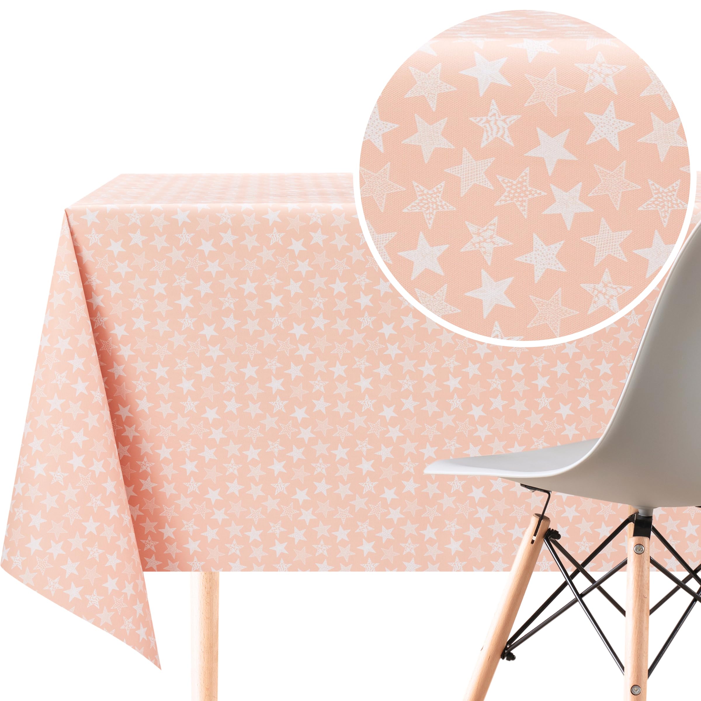 KP HOME Wipe Clean Tablecloth Rectangular 78.7x55.1 In (200x140cm) - PVC Wipeable Pink Plastic Table Cloth for Outdoor - Waterproof Rectangle Kids Oilcloth 6 Seat Table Cover in Fun Stars Print — image 1