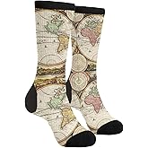 Women's Men's Fun Novelty Crazy Crew Socks World Map Two Hemisphere Ancient History Dress Socks
