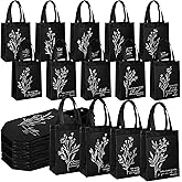 Sweetude 40 Pcs Christian Gift Bag Bulk, Reusable Non Woven Church Welcome Totes with Handles, Medium Floral Bible Verse Bags for Holiday, Easter, Sunday School, Religious Event Gifts (Black)