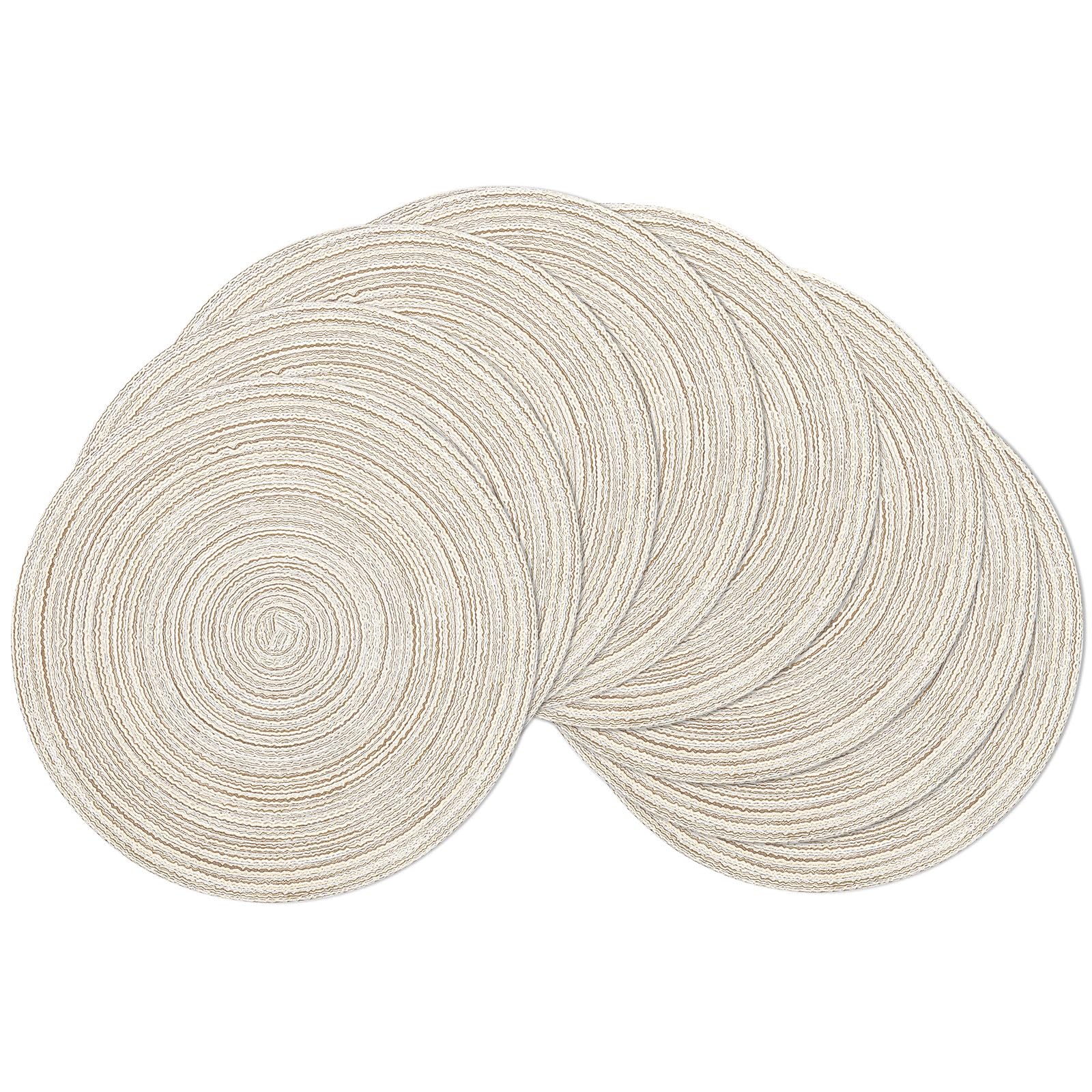 Photo 1 of SHACOS Placemats Set of 8 Round Braided Place Mats 15 inch Washable Table Mats for Home Wedding Holiday Party (Ivory, 8)