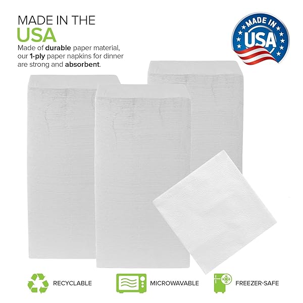 STOCK YOUR HOME 12 INCH DISPOSABLE NAPKINS – 1 PLY WHITE DINNER NAPKINS – PAPER NAPKINS FOR DINNER, PARTIES, CRAFTS, & DAILY USE – 500 PACK