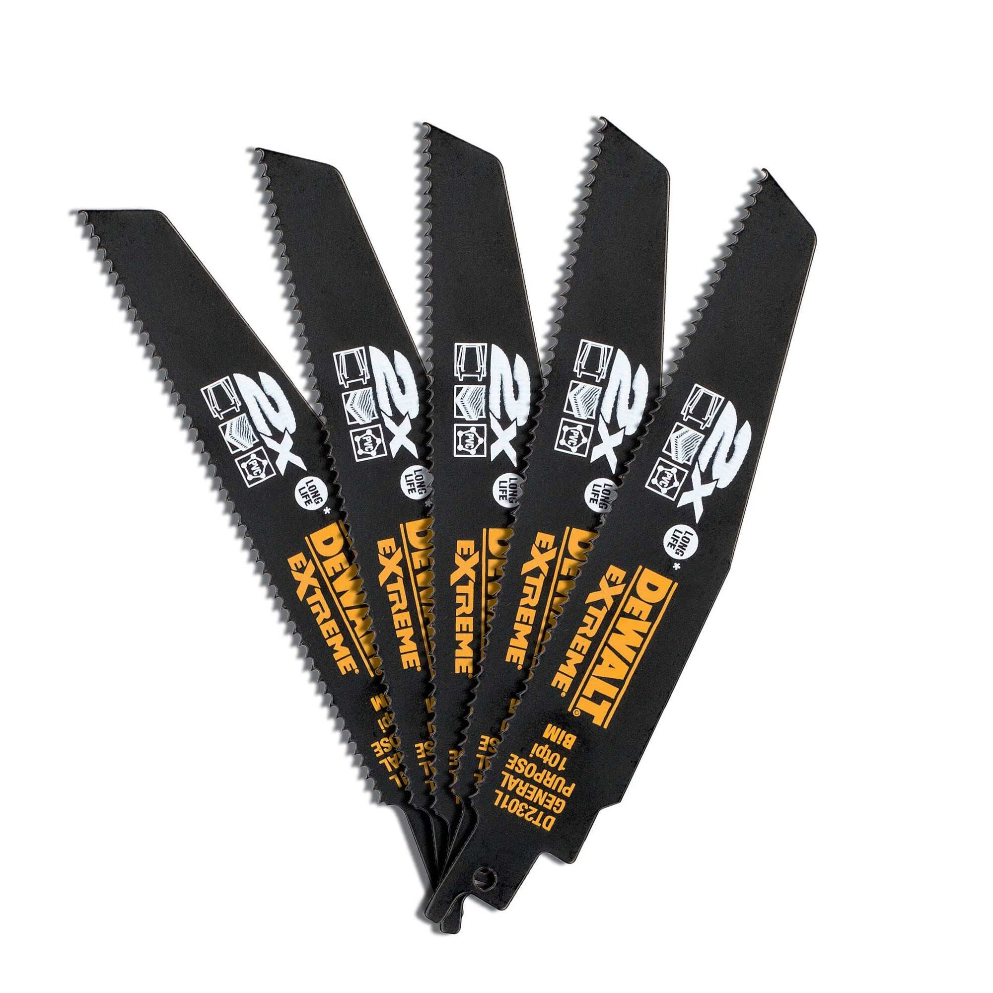 Dewalt DT2301LQZ 152 mm G/P 2X Life Reciprocating Blades (Pack of 5)
