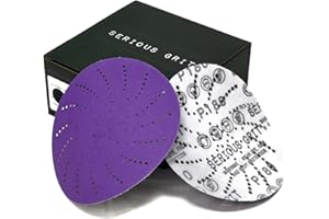 Serious Grit 5-Inch 180 Grit Ceramic Multi-Hole Hook & Loop Sanding Discs - Advanced Grain for Fast Cutting & Long Life - Fil