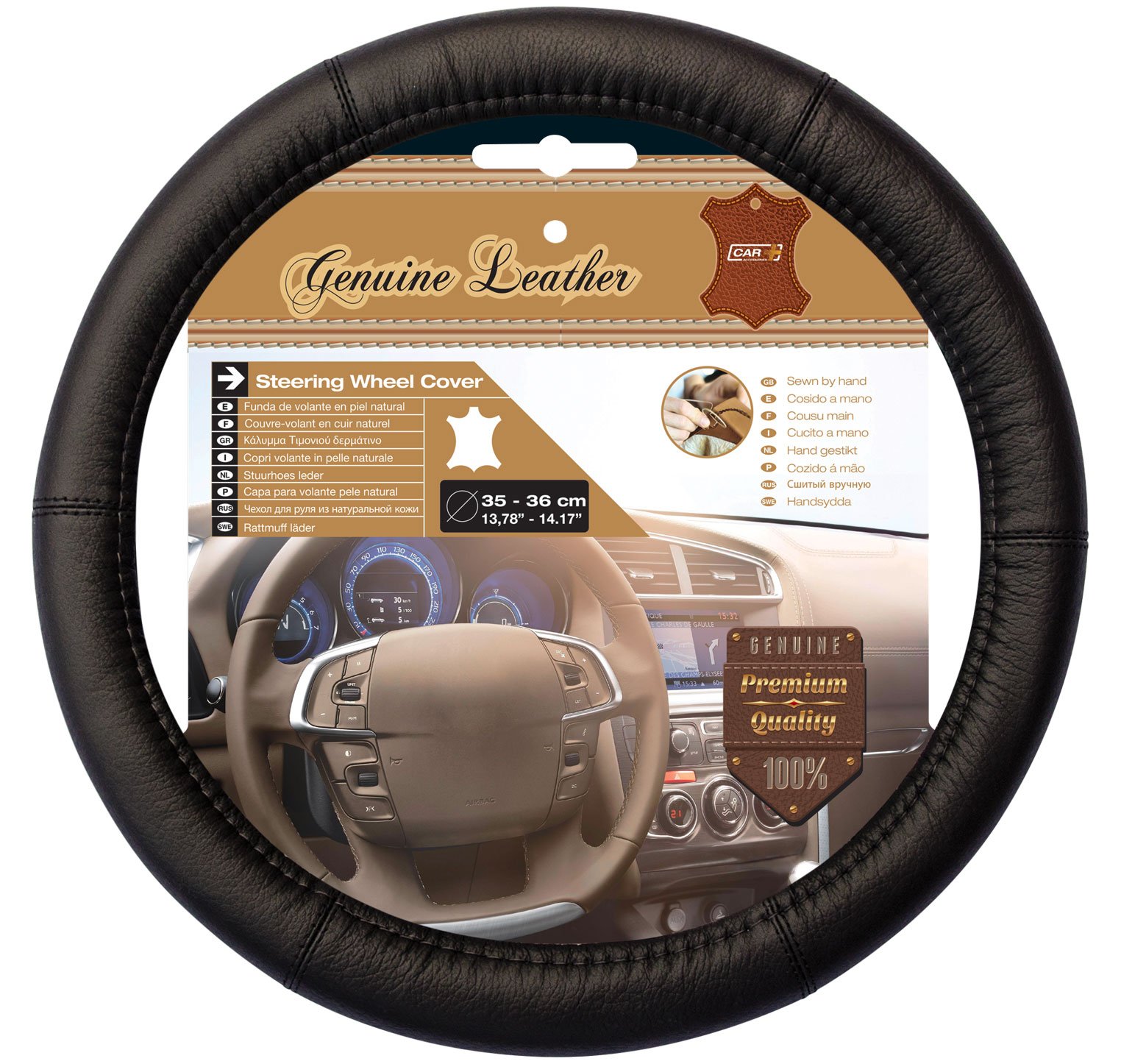 Car Plus 2505047 Steering Wheel Cover, Black, Size S