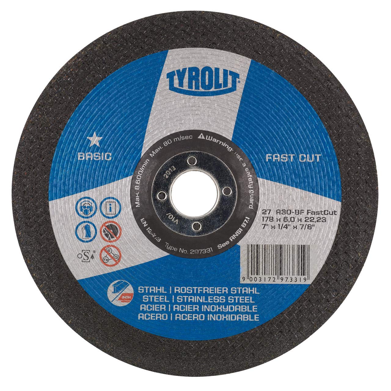 TYROLIT 297327 fastcut grinding disc for stainless steel 125 mm pack of
