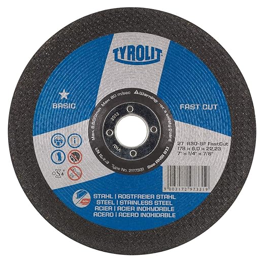 TYROLIT 297327 fastcut grinding disc for stainless steel 125 mm pack of