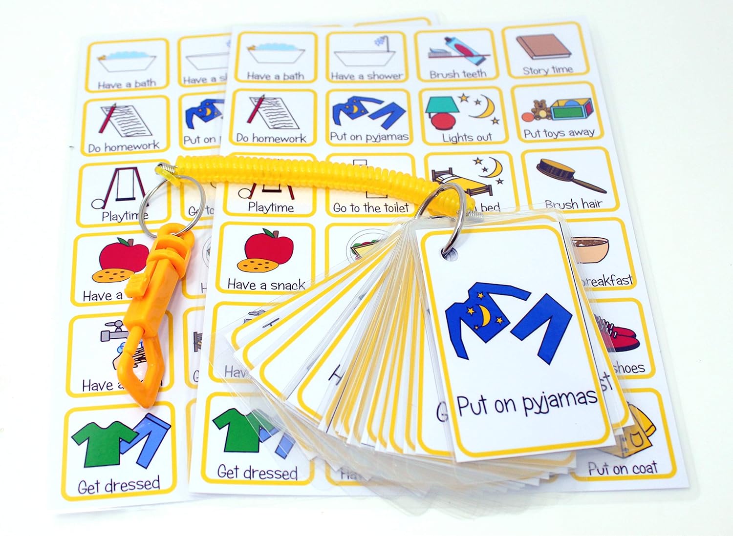Happy Learners Morning & Bedtime Visual Routine Flash Cards Bungee Set