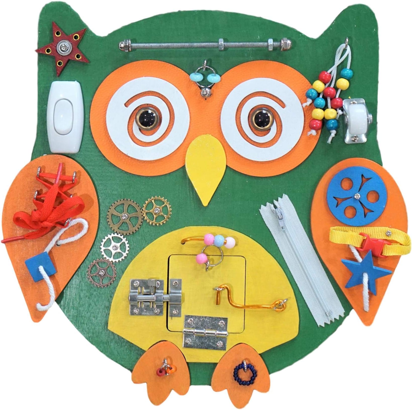 Sensory4u Owl Sensory Activity Busy Board - Montessori Toy for Kids - Activity Board for Toddlers - Quiet Play Board for Baby