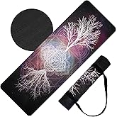𝑯𝑰𝑮𝑯𝑻𝑶𝑷 Vegan Suede Yoga Mat – Tree of Life/Root Chakra Design, Extra Thick 1/4” (6mm), Sweat-Grip Surface – Perfect for Yoga, Hot Yoga, Pilates & Sweaty Workouts - Free Strap Included