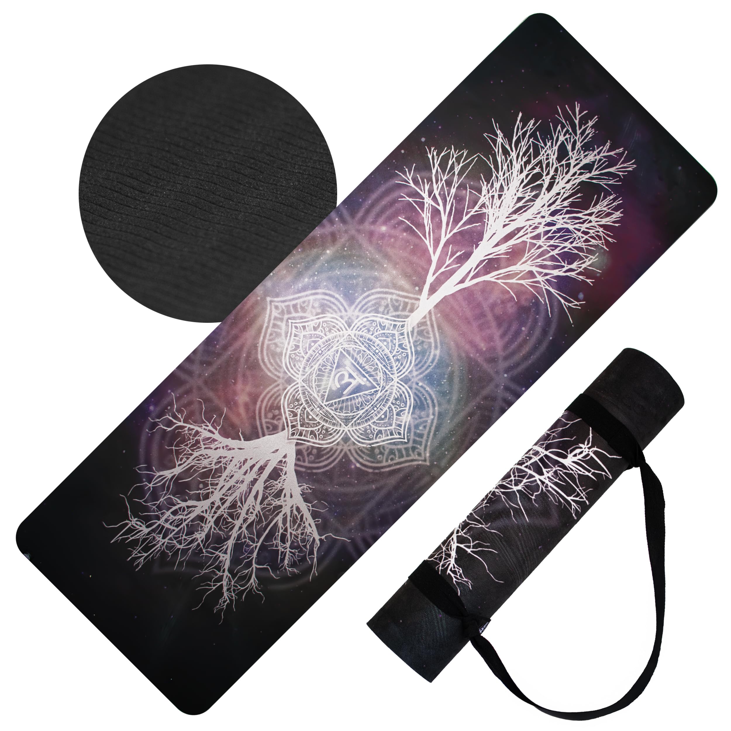 Photo 1 of ??????? Vegan Suede Yoga Mat – Tree of Life/Root Chakra Design, Extra Thick 1/4” (6mm), Sweat-Grip Surface – Perfect for Yoga, Hot Yoga, Pilates & Sweaty Workouts - Free Strap Included