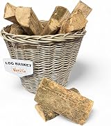 Vanilla Leisure Log Basket Large Round Hessian Lined Wicker Firewood Storage view 3