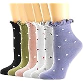 Mcool Mary Womens Socks, Ruffle Casual Ankle Socks Breathable Cool Cotton Knit Lettuce Crew Sock 6 Pack