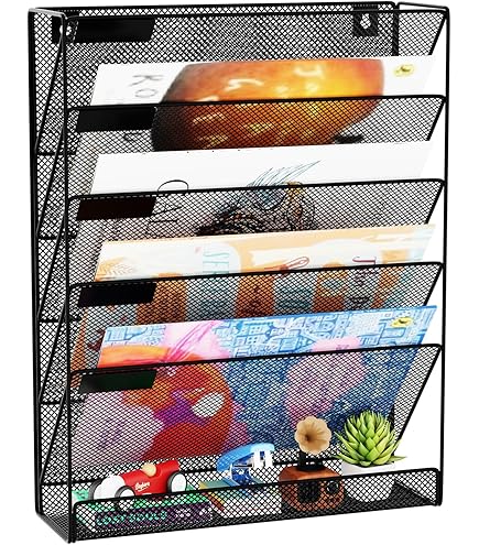 Easepres Organiseur de fichiers mural vertical en maille 3 poches Easepres Organiseur de fichiers mural vertical en maille 3 poches