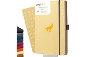 Dingbats* Wildlife Dotted Journal A5 - Vegan Leather Hard Cover, Ideal for Work, Travel - Pocket, Elastic Closure, Bookmark