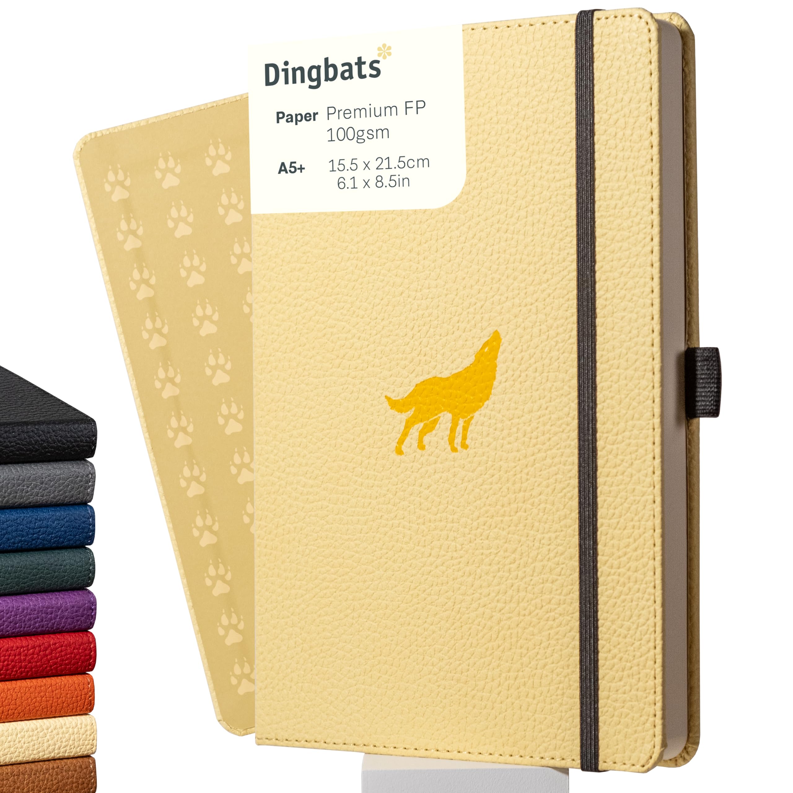 Dingbats* Wildlife Lined Journal Notebook A5 - Vegan Leather Hardcover - Ideal for Work, Travel, Writing - with Pocket, Elastic Closure & Bookmark
