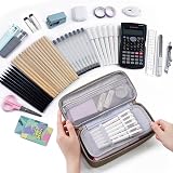 WEMATE Large Pencil Case 9x4.3x2.4in Big Capacity Canvas Organizer Brown view 2