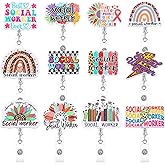 Geyoga 12 Pcs Social Worker Badge Holder Retractable Badge Reels Work Office Cards Holder with Clip Gift for Social Worker Dentist Volunteer OT Doctor Nurse Teacher Coworker Appreciation