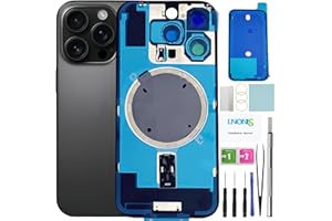LNONLS 16 Pro Back Glass Replacement for iPhone 16 Pro Rear Back Cover Glass Waterproof and Camera Lens+Professional Repair Tool Kit (Black Titanium)