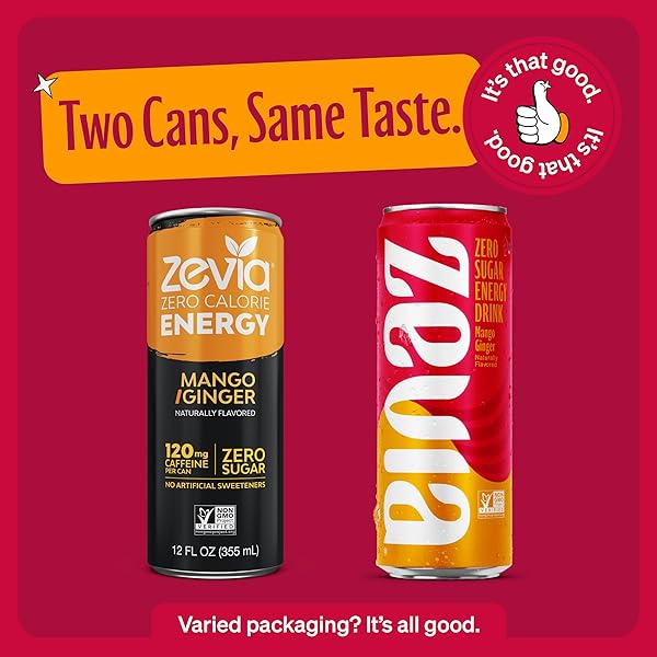 ZEVIA, DRINK ENERGY MANGO GINGER, 12 FL OZ