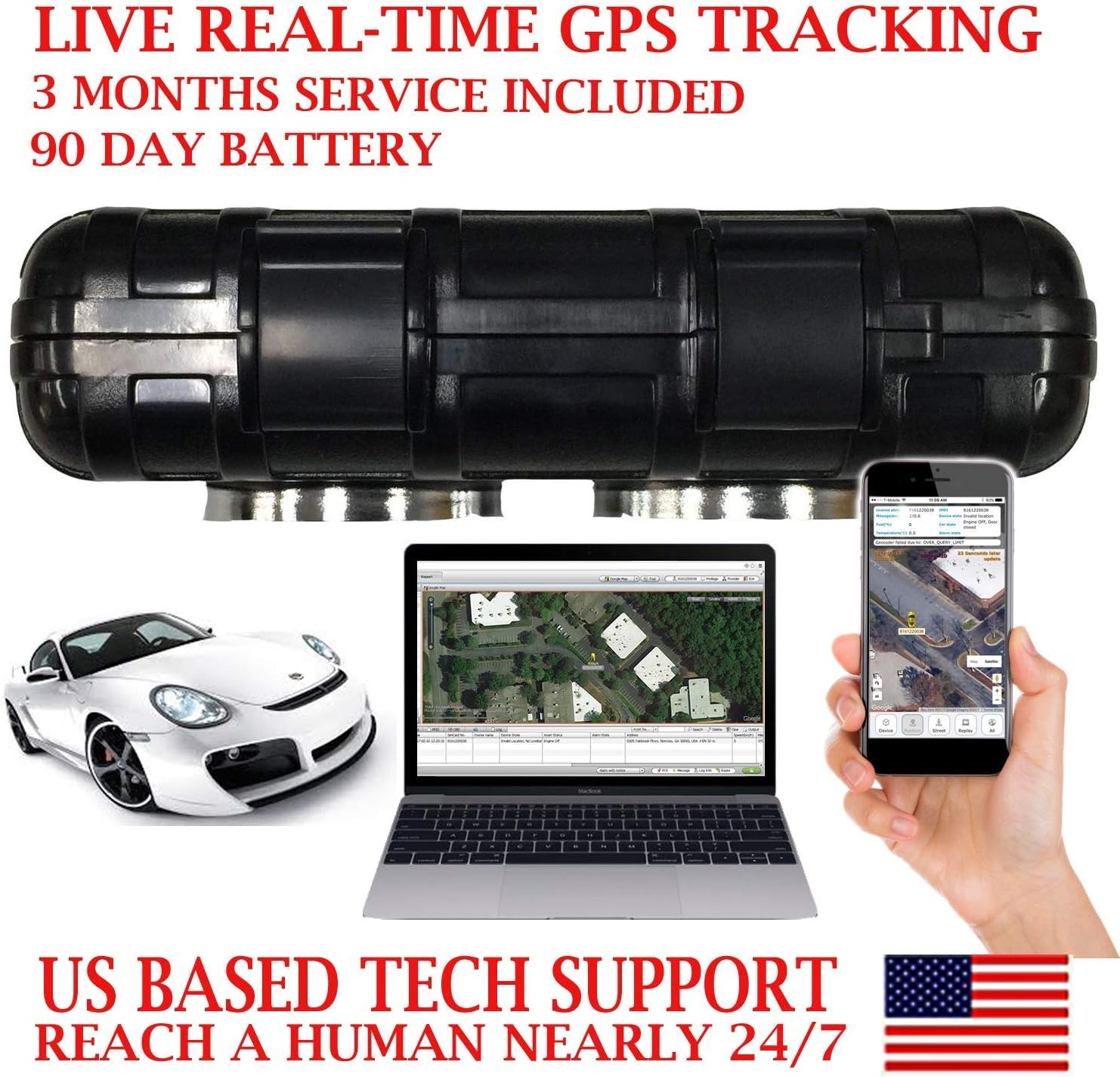 Amazon Com Aes Rgt90 Gps Tracker Gprs Mini Portable Vehicle Locating Tracking Device Pre Activated Sim Card With 3 Months Service Included Waterproof Magnetic Case Works Up To 90 Days On A Single Charge