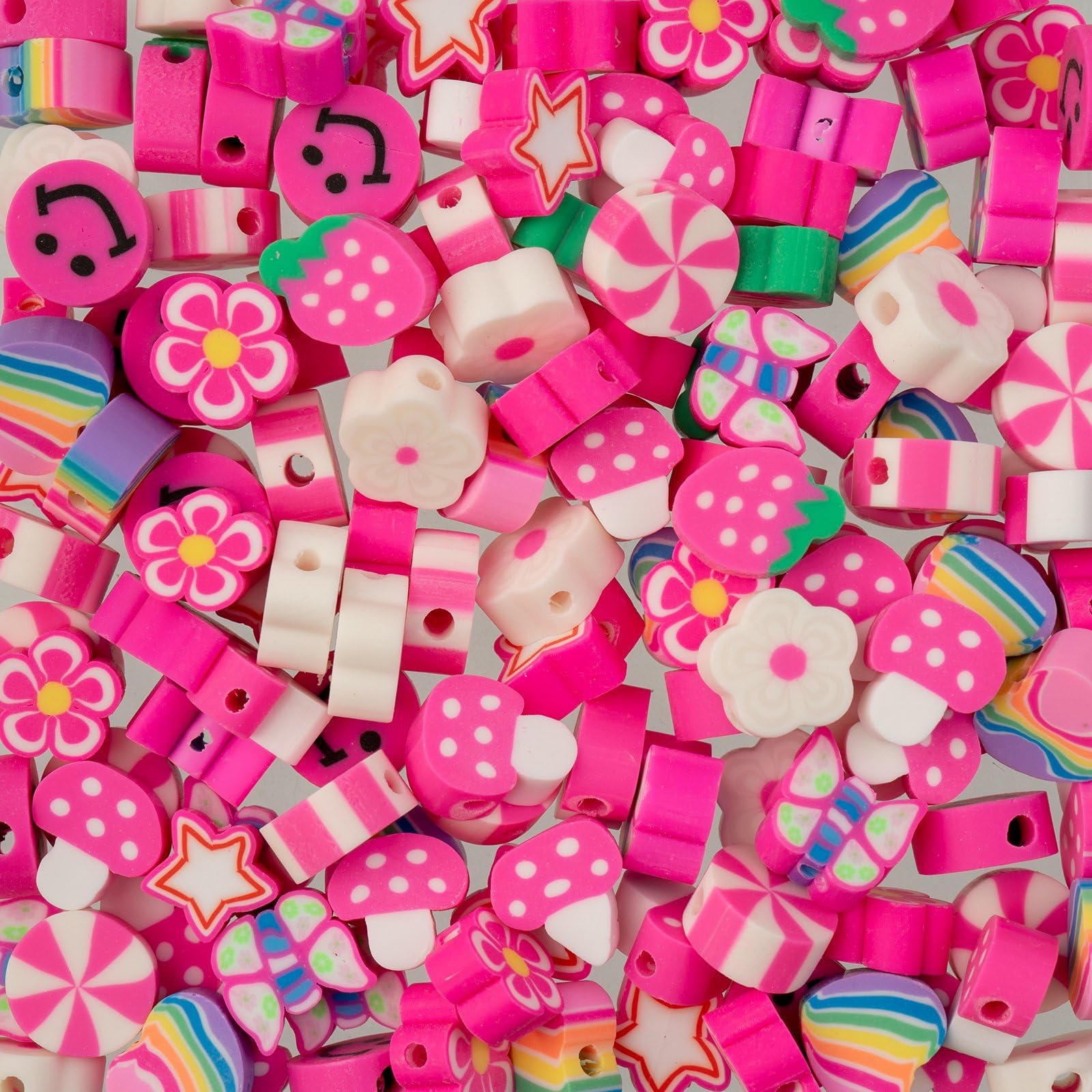 Photo 1 of 120pcs John Bead 9mm Assorted Pink Polymer Clay Craft Beads for Jewelry Bracelet Making