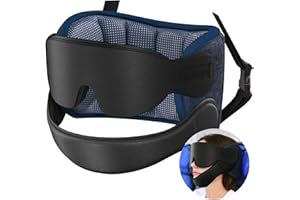 SARISUN Travel Pillows for Airplanes with Sleep Eye Mask, Plane Pillow for Long Flights, Car Road Trip, Car Headrest, Stop Bobblehead, FSA HSA Eligible, Combo with Chin Strap, Mottled Blue
