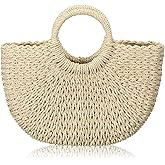 Frienda Straw Tote Bag Summer Beach Bag Handmade Straw Rattan Woven Handbag for Women Travel