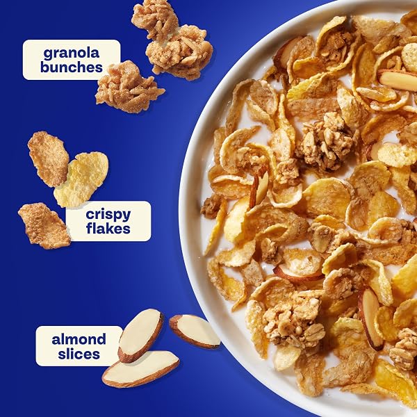 HONEY BUNCHES OF OATS WITH ALMONDS BREAKFAST CEREAL, ALMOND CEREAL WITH OATS AND GRANOLA CLUSTERS, GIANT SIZE 23 OZ BOX