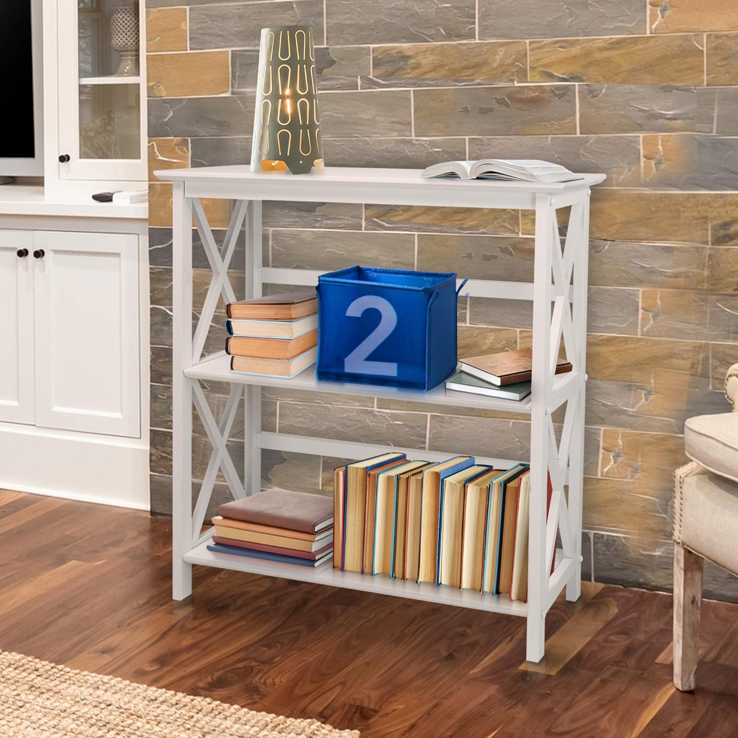 Casual Home Montego 3-Shelf Bookcase, White: Furniture & Decor
