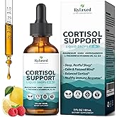 Cortisol Supplements for Women & Men, 18 in 1 Stress & Mood Support Drops with Magnesium 480mg, GABA, Ashwagandha, L-Theanine & Phosphatidylserine, for Relaxation & Sleep, Lemon Raspberry Flavor 60mL