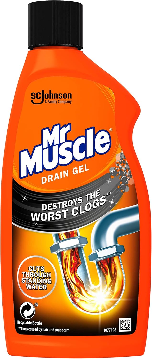 Mr Muscle Drain Unblocker, Sink & Drain Cleaner, Heavy Duty Power Gel, 2 x 500 ml - Image 4
