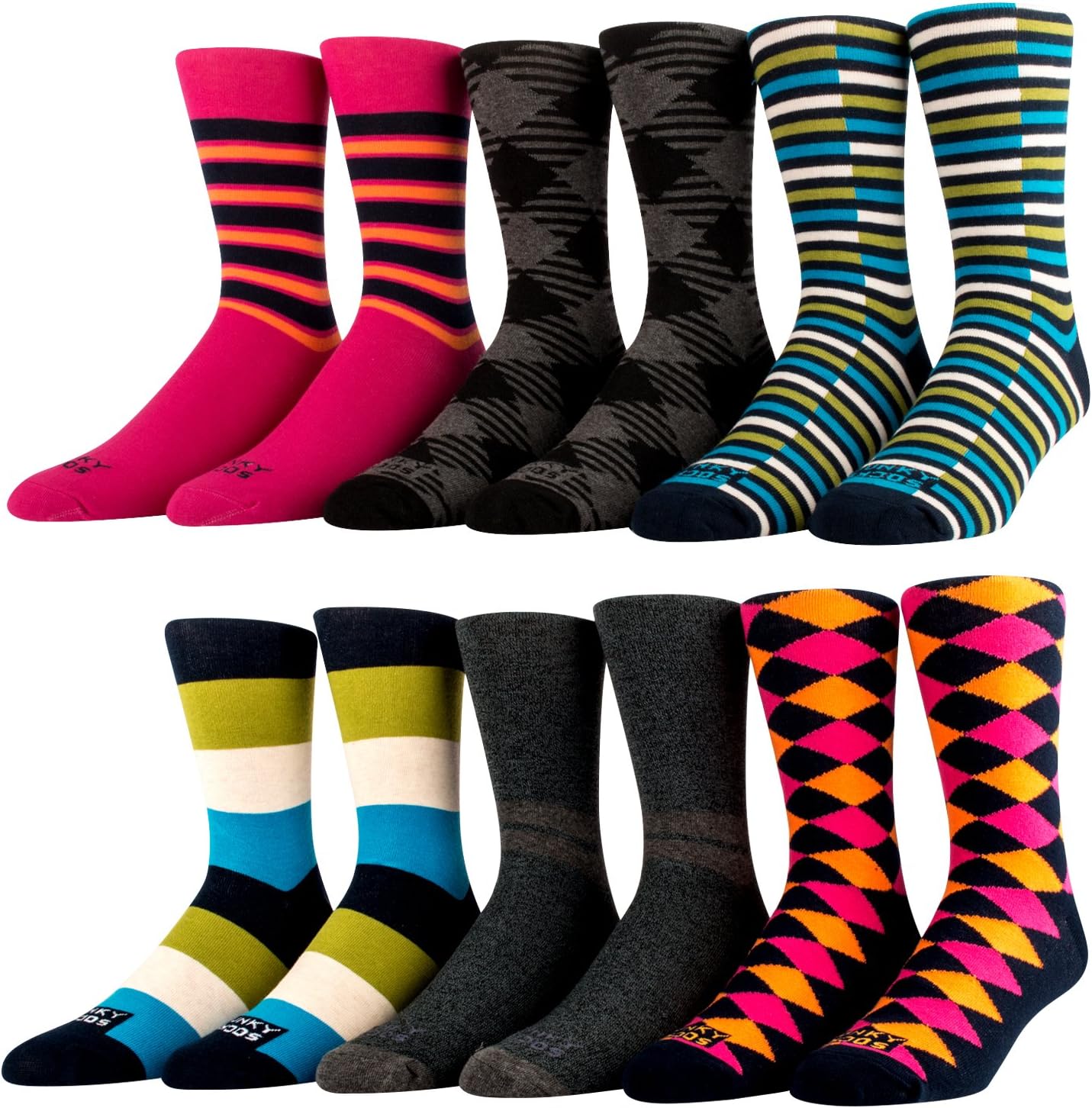 Funky Socks 6 Pack - Mens Socks - Casual Socks - Dress Socks