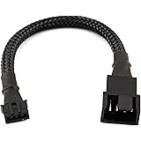 CRJ 4-Pin PWM GPU Fan Adapter Cable All Black Sleeved for Graphics Cards