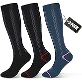 FULLSOFT Medical Graduated 30-40mmHg Compression Socks for Women&Men Circulation Knee High Socks Hiking Running Stockings