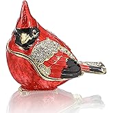 YU FENG 2.3inch Cardinal Bird Trinket Box Animal Hinged Trinket Boxes Small Enamel Jewelry Trinket Box Bird Figurine Ring Box for Daughter Girl Women Christmas Gift