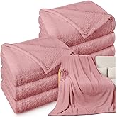 Tinideya 6 Pack Sherpa Fleece Throw Blankets Bulk 50"x 60" Soft Plush Wedding Throw Blankets for Couch Sofa Spa Sleepover Party Favor Supplies Travel Guest Room Home Decor (Dusty Pink)