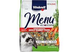 Vitakraft Menu Premium Rabbit Food - Alfalfa Pellets Blend - Vitamin and Mineral Fortified, Carrots, Greens, Grains, Fruits, 5 Lb.
