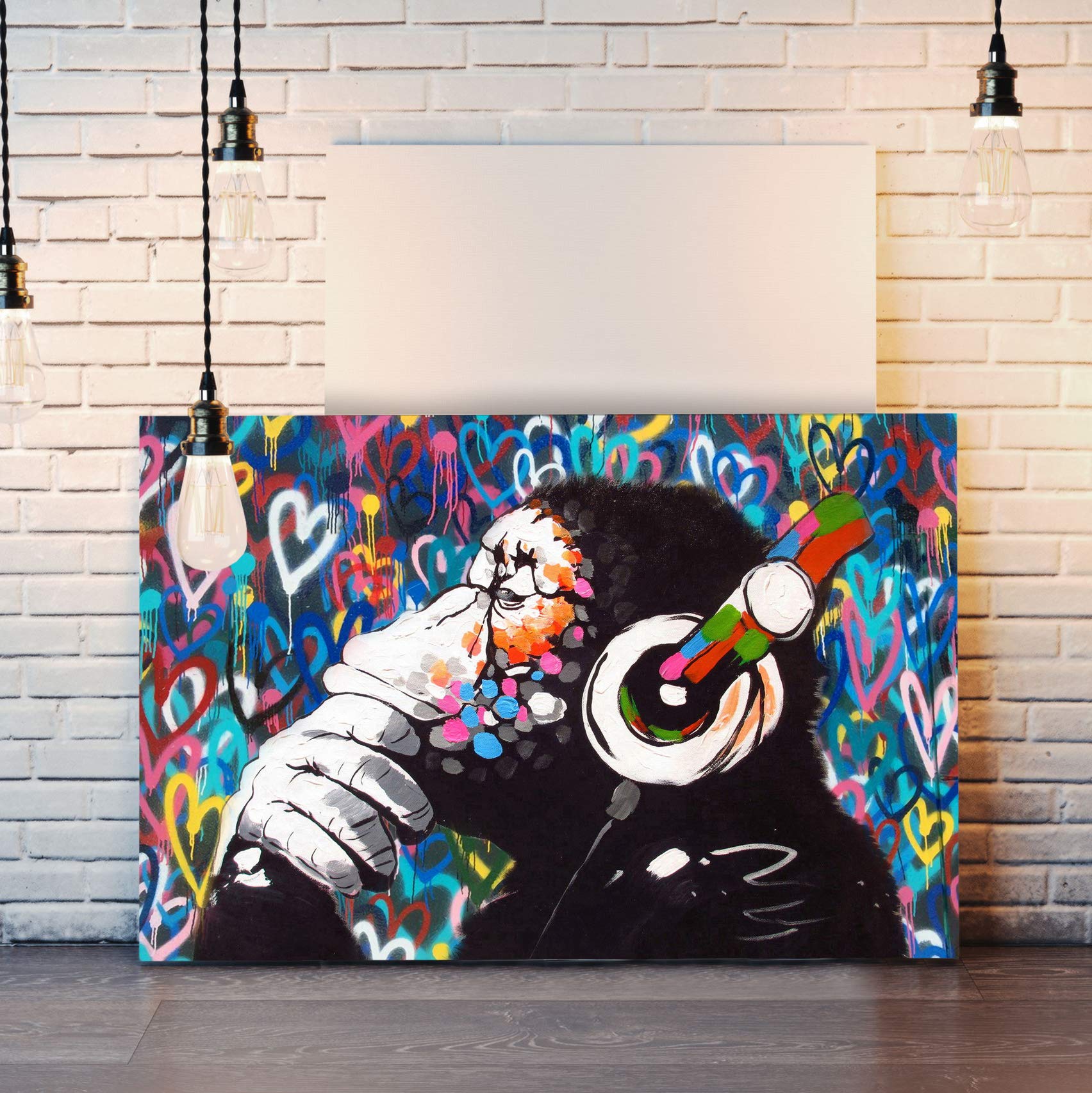 MONKEY DJ BANKSY LOVE WALL CANVAS STREET WALL ART PRINT ARTWORK - GORILLA (8in x 12in / 20cm x 30cm)