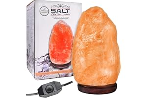 Crystal Hideaway Himalayan Salt Lamp Natural Pink Salt Lamp (ETL Certified) Night Light with Dimmer Switch Cord and Wood Base
