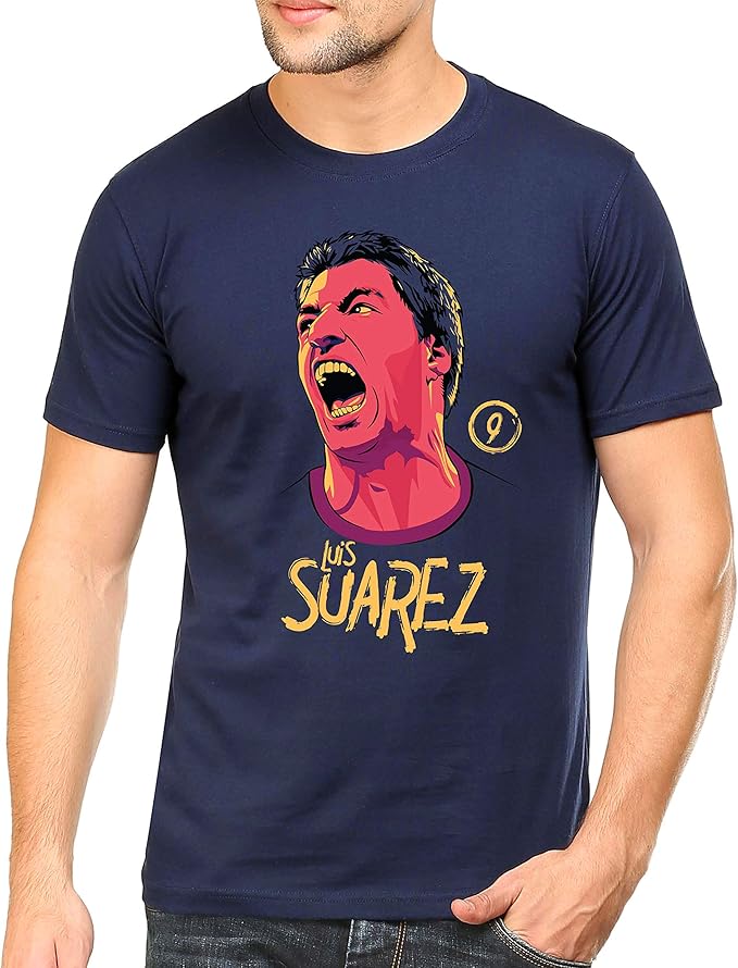 Buy Jasan Luis Suarez Graphic Printed T-Shirt for Men | Navy Tshirt | Half Sleeve Tshirts 