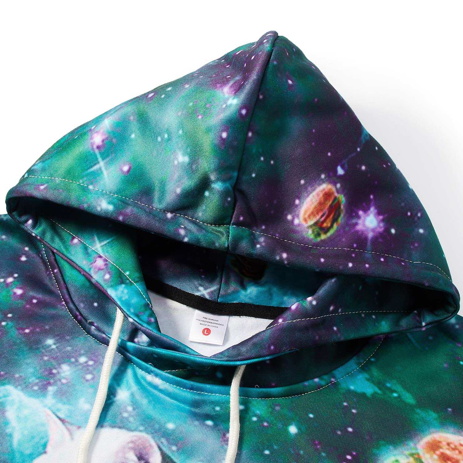 Men/Women Hamburger Cat Graphic Hoodies Funny 3D Printed Pullover Hoody Animal Hoodie Shirt, Hamburger Cat, Large