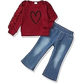 Baby Toddler Girl Clothes Outfits Kids Sweatshirt Jeans Set Denim Pants Little Girls Clothes Toddler Outfit for Girls