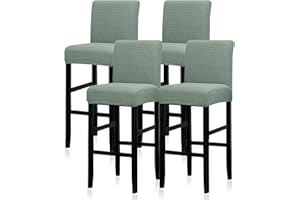Lellen Reusable Pub Counter Stool Chair Covers Slipcover Stretch Removable Washable Dining Room Chair Covers Set of 4 (Cyan)