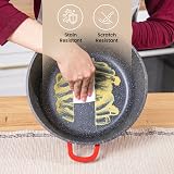 nuovva Non-Stick Aluminium Pot with Lid 4L 24cm Red Dutch Oven view 5