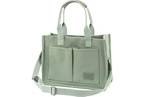 EWSNM Canvas Tote Bag for Women, Large Laptop Travel Tote Handbag Totes with Crossbody Shoulder Teachers Reusable Grocery Bags