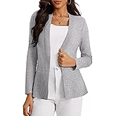 Casuashion Women's Casual Open Front Sweater Long Sleeve Rib Knit Draped Cardigan