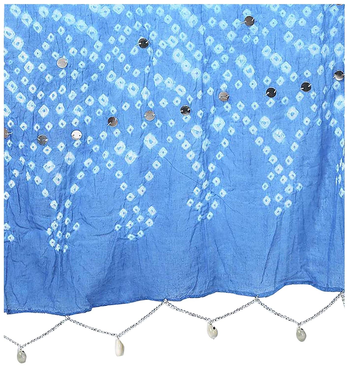 apratim women's cotton firoji white bandhani dupatta with mirror work