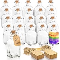 ZOOFOX 20 Pack Glass Bottles with Cork Stoppers, 3.4 oz Small Vintage Style Favor Jars, Clear Empty Cork Bottles for Party Fa