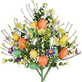Winlyn 4 Pcs Artificial Easter Egg Picks Decorative Egg Sprays with Flowers and Pip Berries Spring Floral Stems 11.8" L for Easter Wreath Garland Table Centerpiece Spring Holiday Floral Arrangements