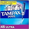 Tampax Pearl Tampons, with LeakGuard Braid, Ultra Absorbency, Unscented, 45 Count